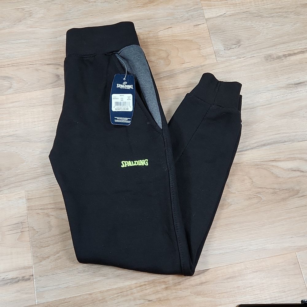 🩵NWT Spalding Black Sweatpants Youth Size 8